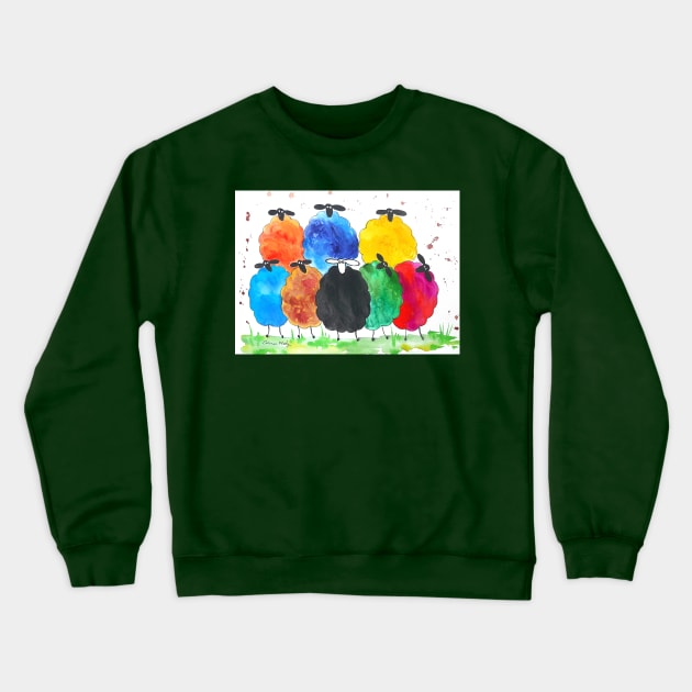 Quirky Colourful Sheep Crewneck Sweatshirt by Casimirasquirkyart